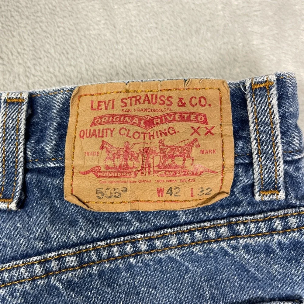 Vintage Levi's 505 Jeans Mens 42x32 (39x32) Blue Denim Regular Fit Straight Leg